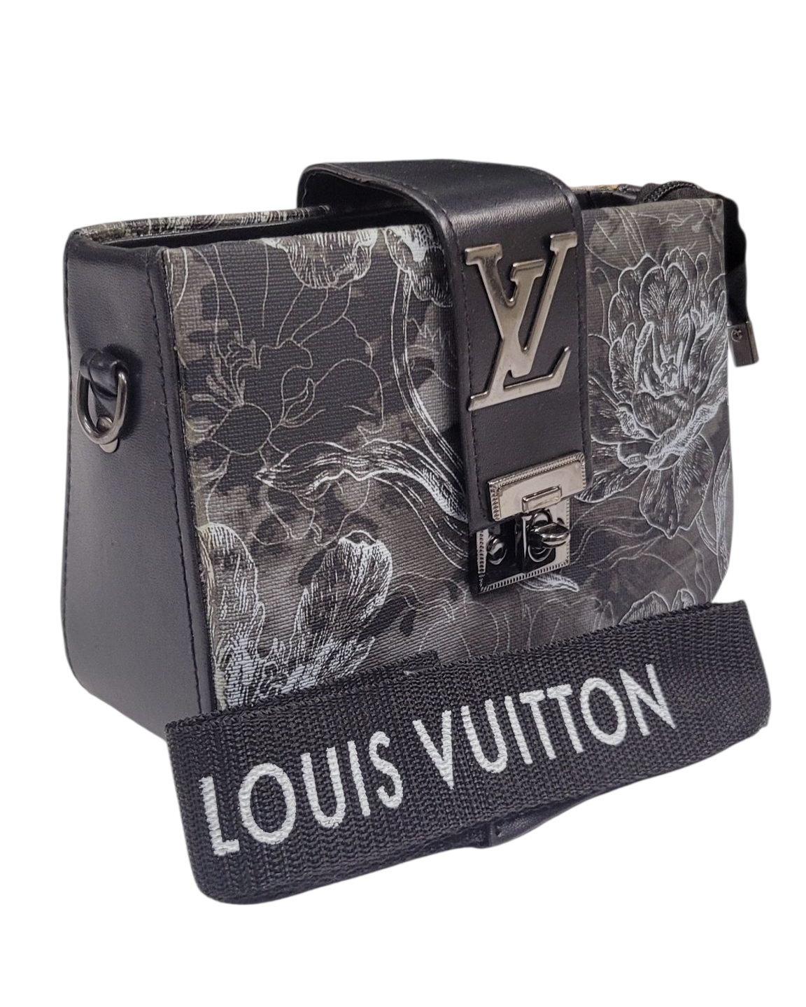 Cross Body Bag Black Floral Print