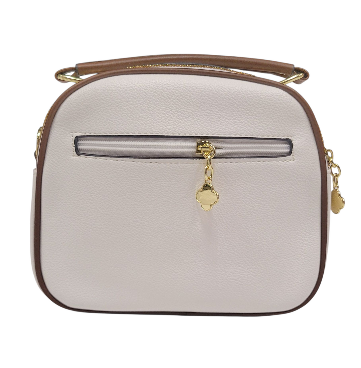 Cross Body Bag White 3 Zipper