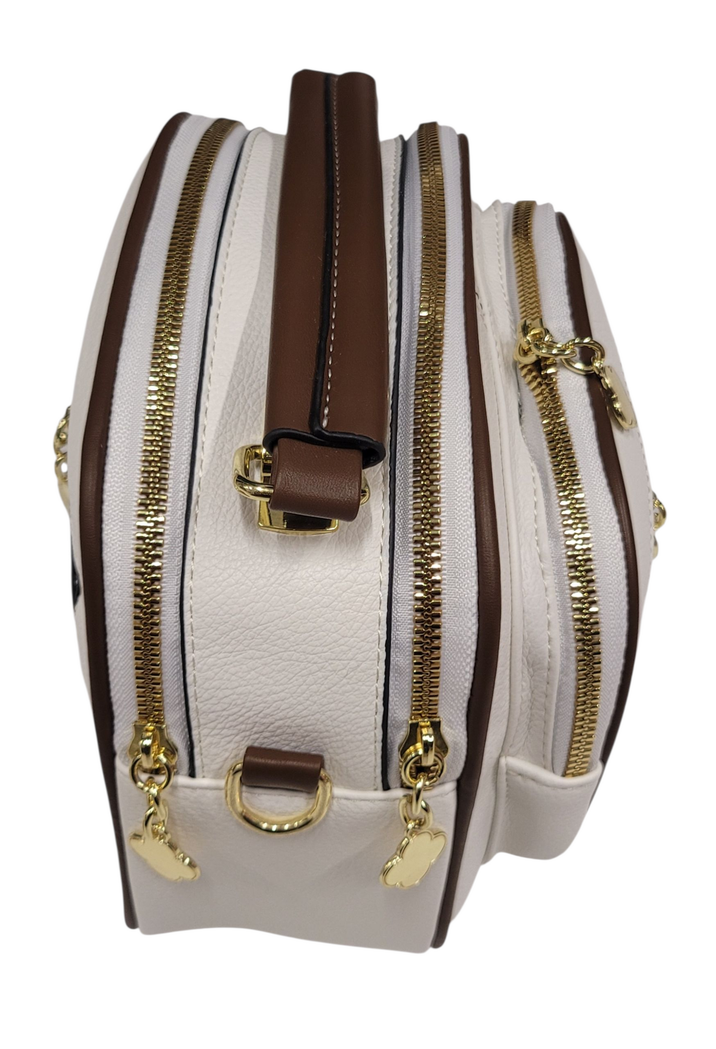 Cross Body Bag White 3 Zipper