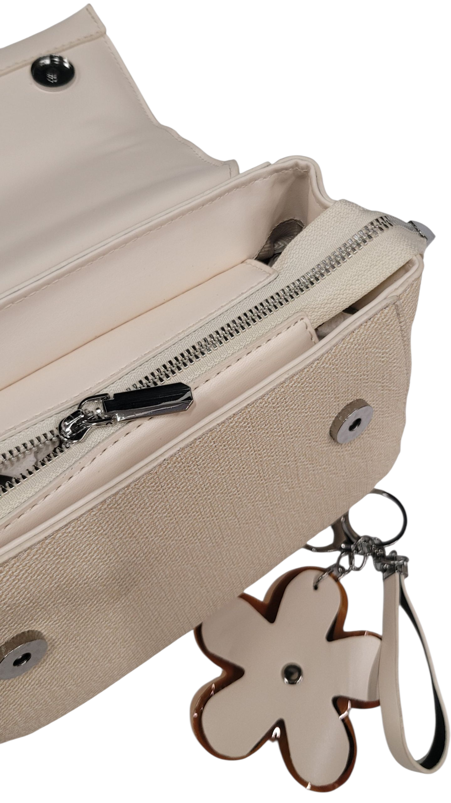 Cross Body Bag Beige Color Jute+ Leather