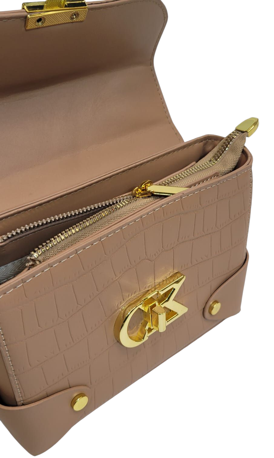 Cross Body Bag Light Brown Self Embosed