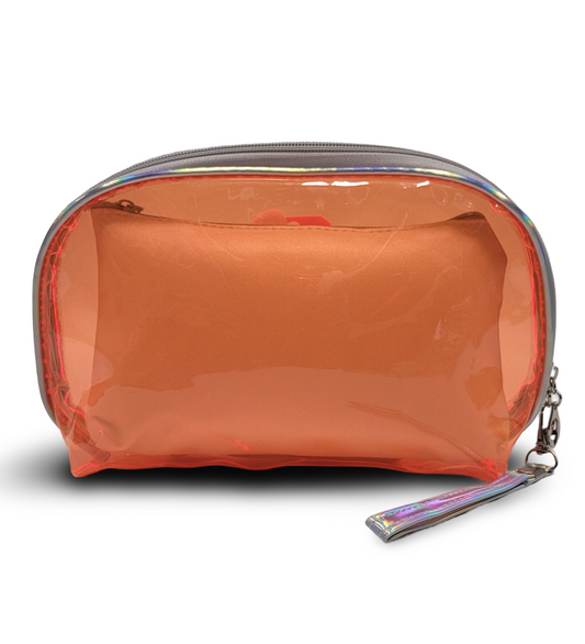 Make Up Pouch 3 Piece Set Orange Perfume Print