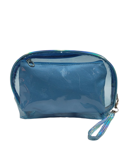 Make Up Pouch 3 Piece Set Blue Perfume Print