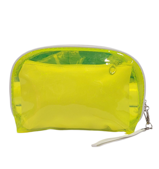 Make Up Pouch 3 Piece Set Yellow Perfume Print