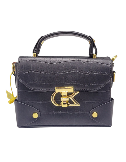 Cross Body Bag Black Color Self Embosed