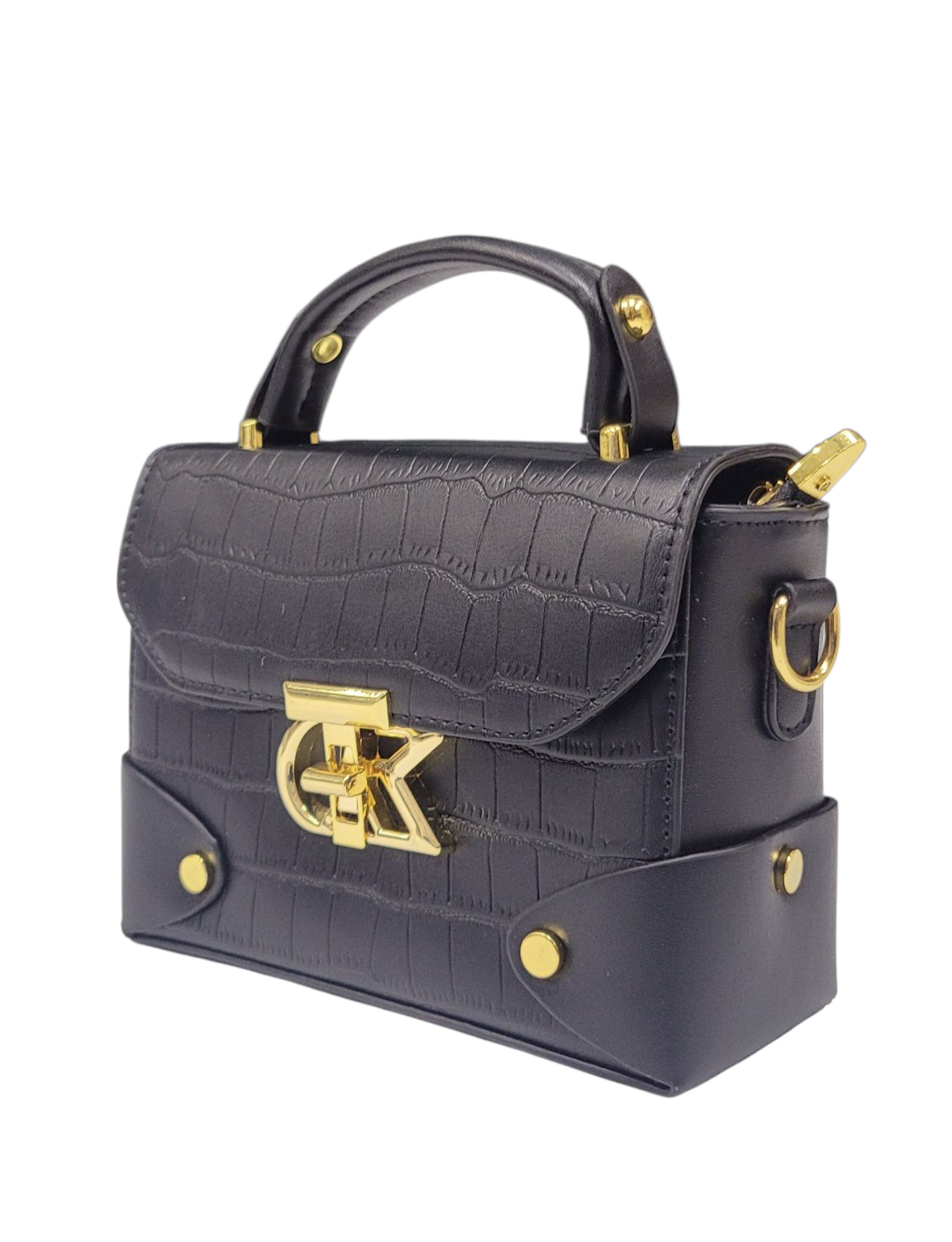 Cross Body Bag Black Color Self Embosed