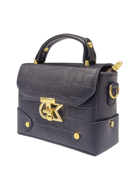 Cross Body Bag Black Color Self Embosed
