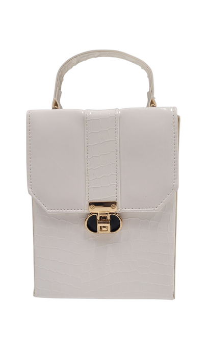 Cross Body Bag White Crocodile