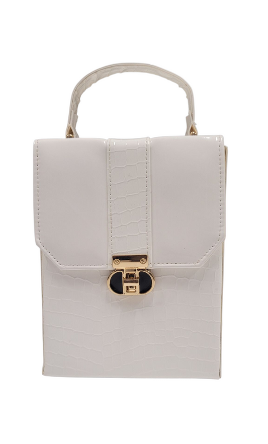 Cross Body Bag White Crocodile