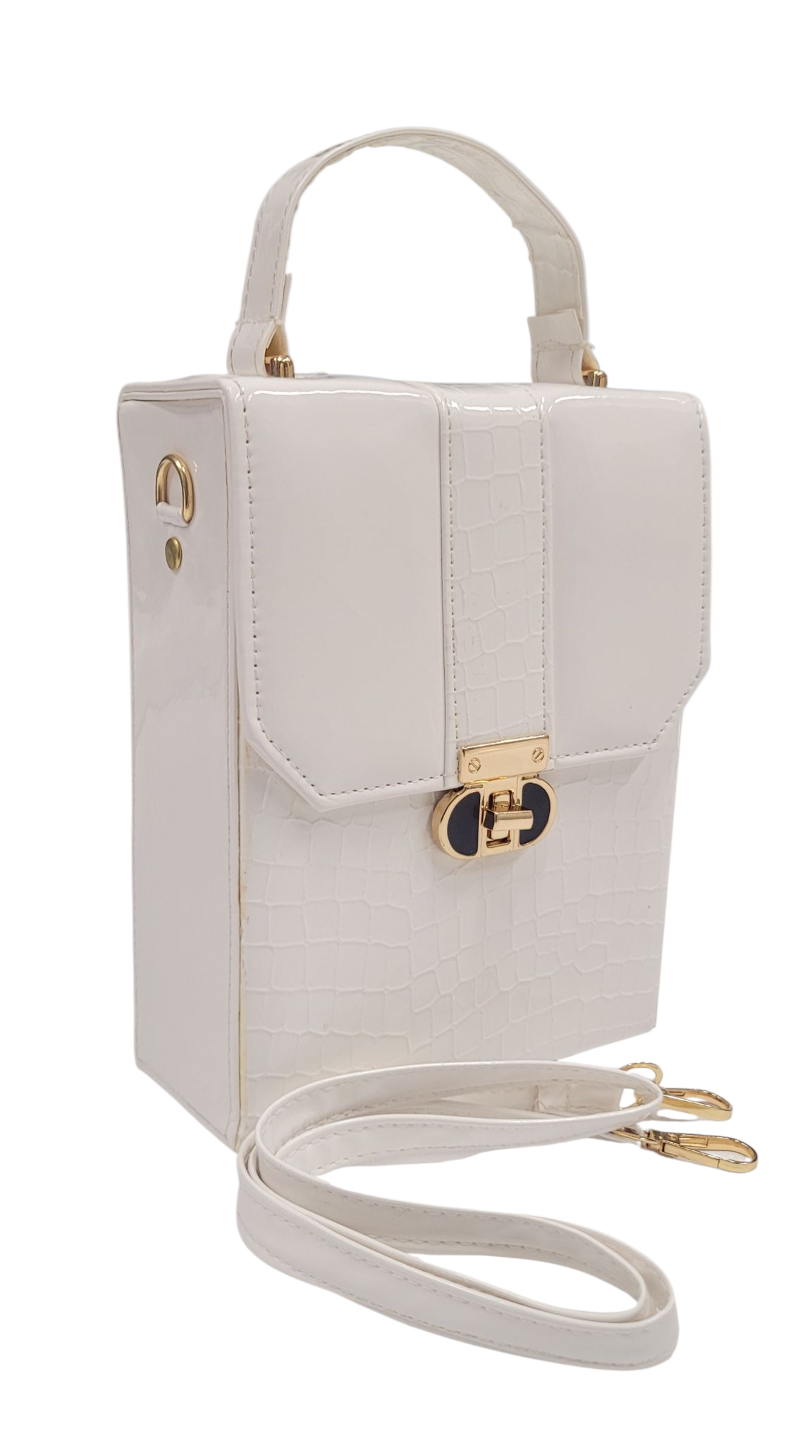 Cross Body Bag White Crocodile