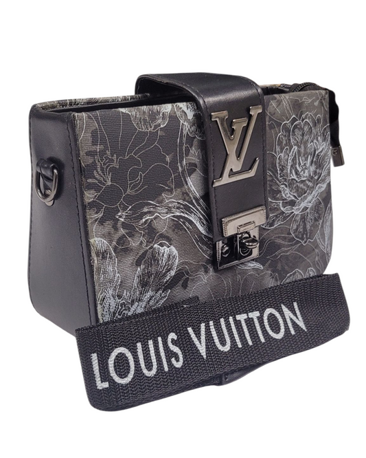 Cross Body Bag Black Floral Print