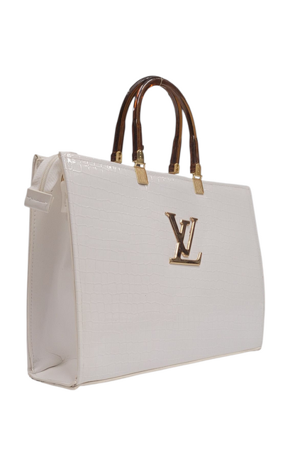 Hand Bag White Crocodile