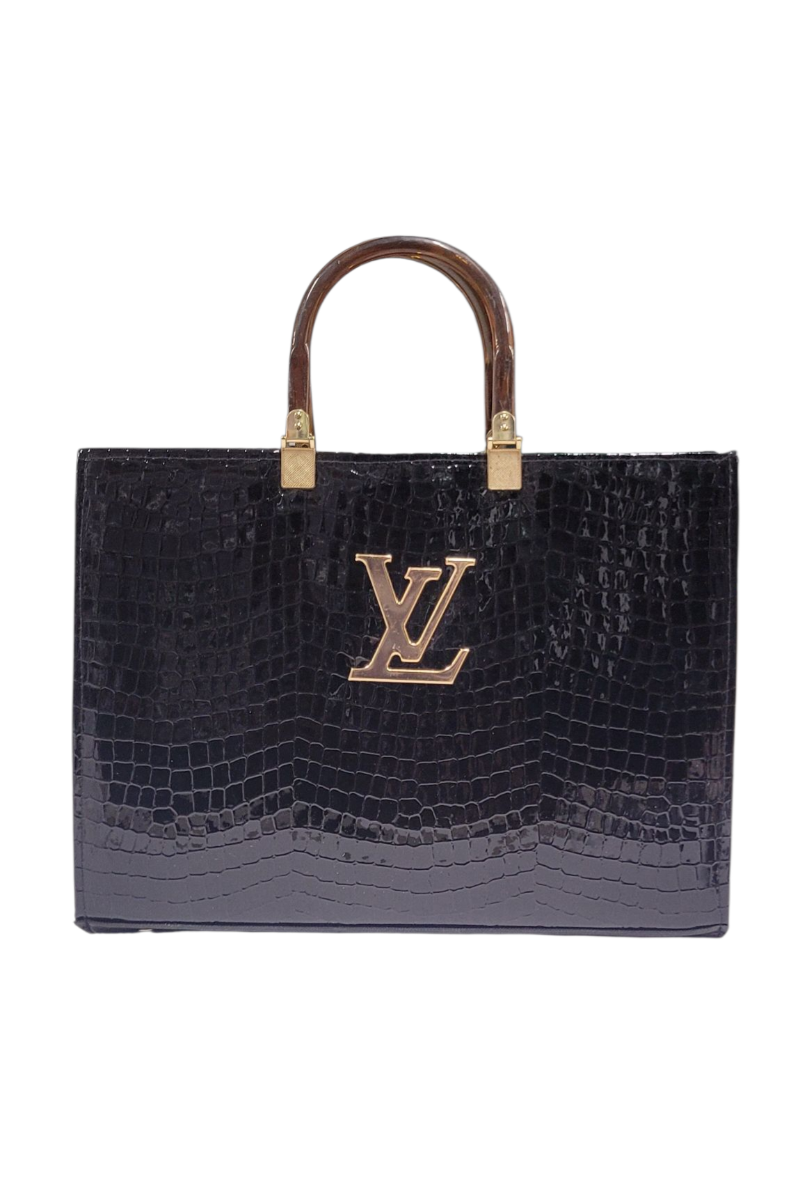 Hand Bag Black Crocodile