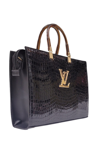 Hand Bag Black Crocodile