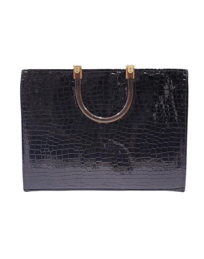 Hand Bag Black Crocodile