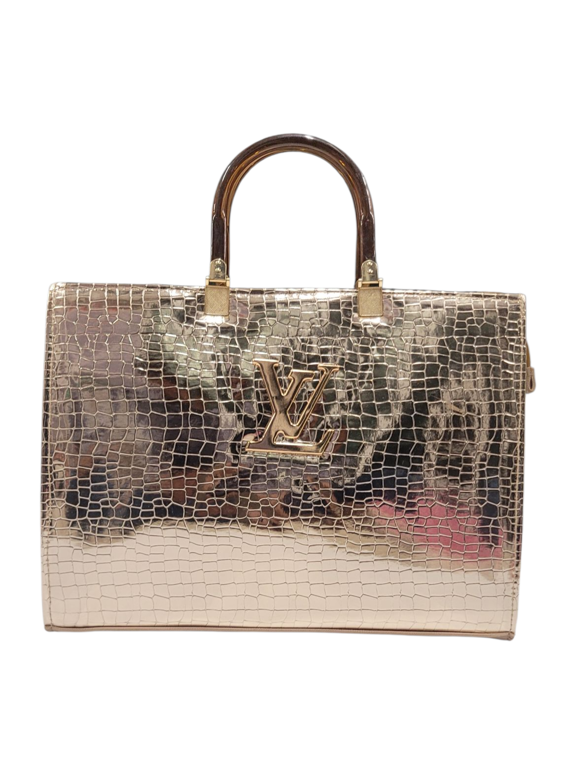 Hand Bag Golden Crocodile