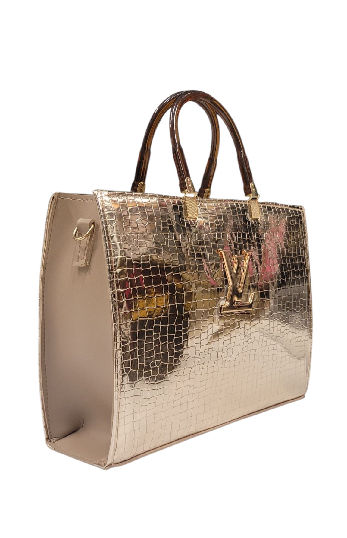 Hand Bag Golden Crocodile