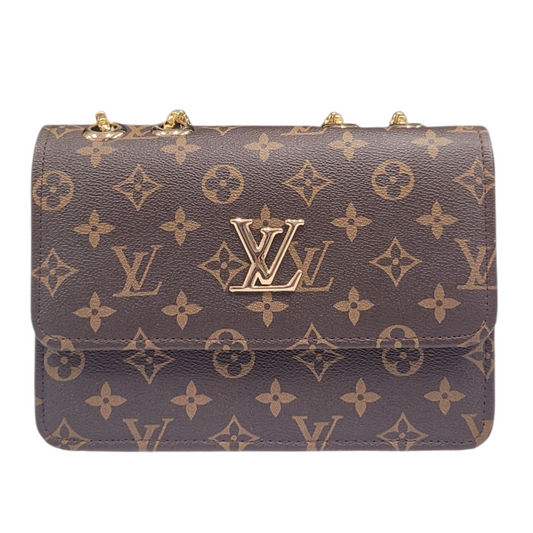 LV PRINT DARK BROWN CROSS BODY BAG (LC-105)