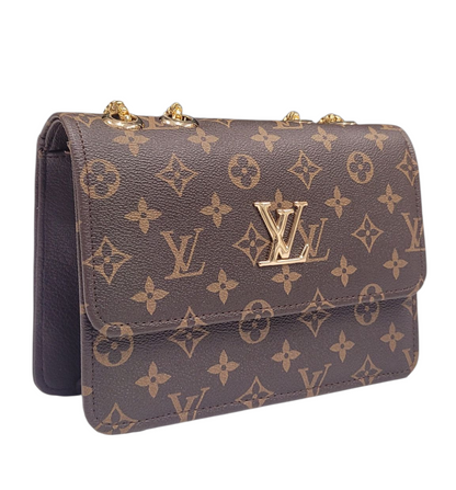 LV PRINT DARK BROWN CROSS BODY BAG (LC-105)