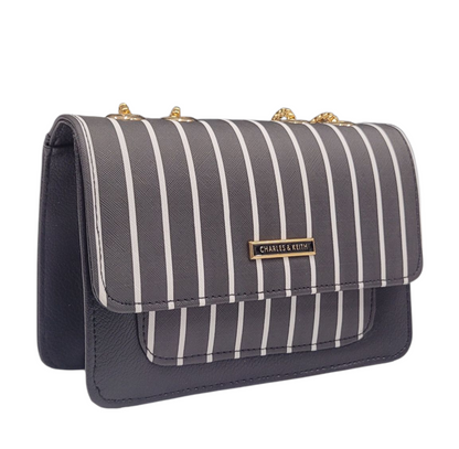 BLACK & WHITE LINING CROSS BODY BAG (LC-103)
