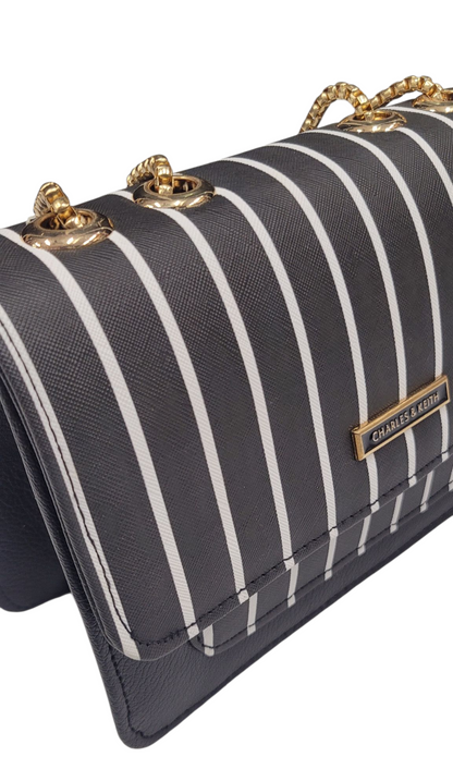 BLACK & WHITE LINING CROSS BODY BAG (LC-103)