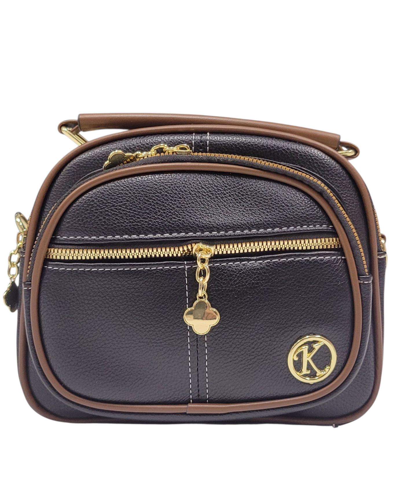 Cross Body Bag Black 3 Zipper