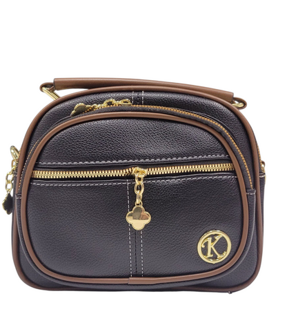 Cross Body Bag Black 3 Zipper