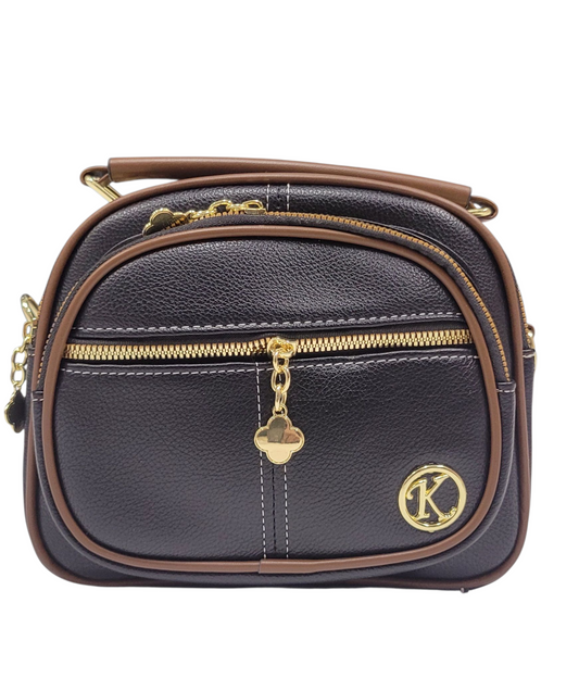 Cross Body Bag Black 3 Zipper