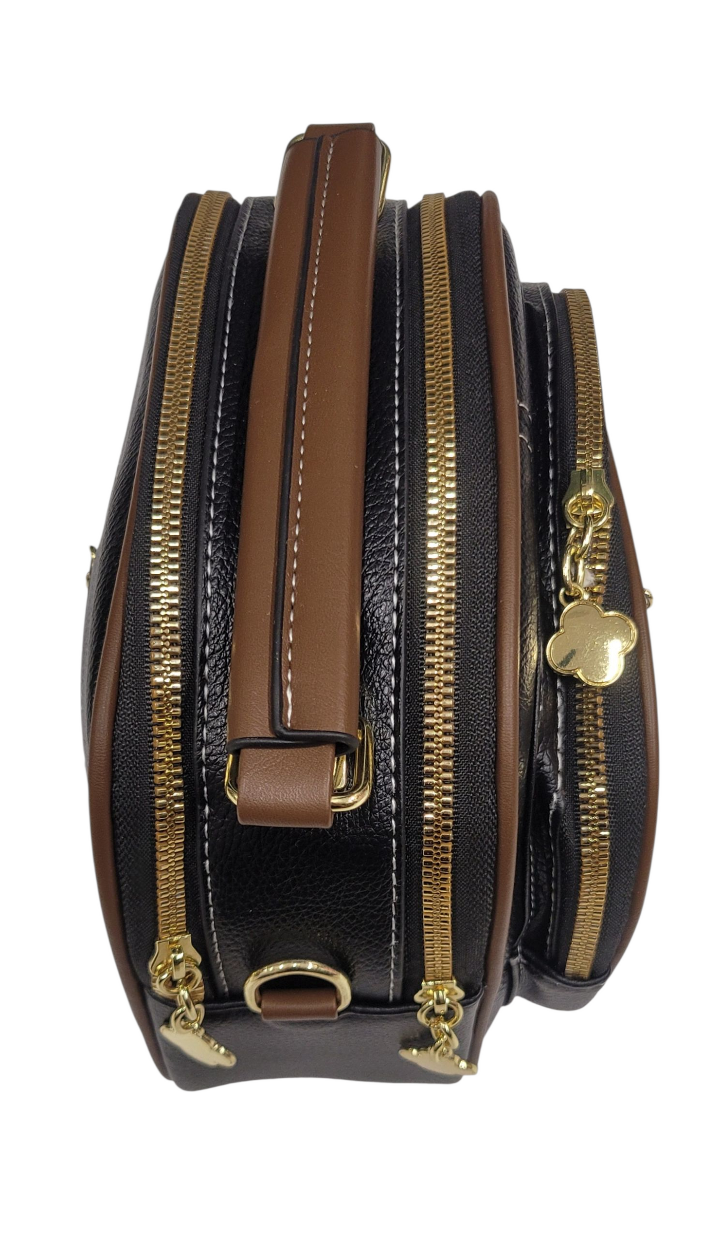 Cross Body Bag Black 3 Zipper