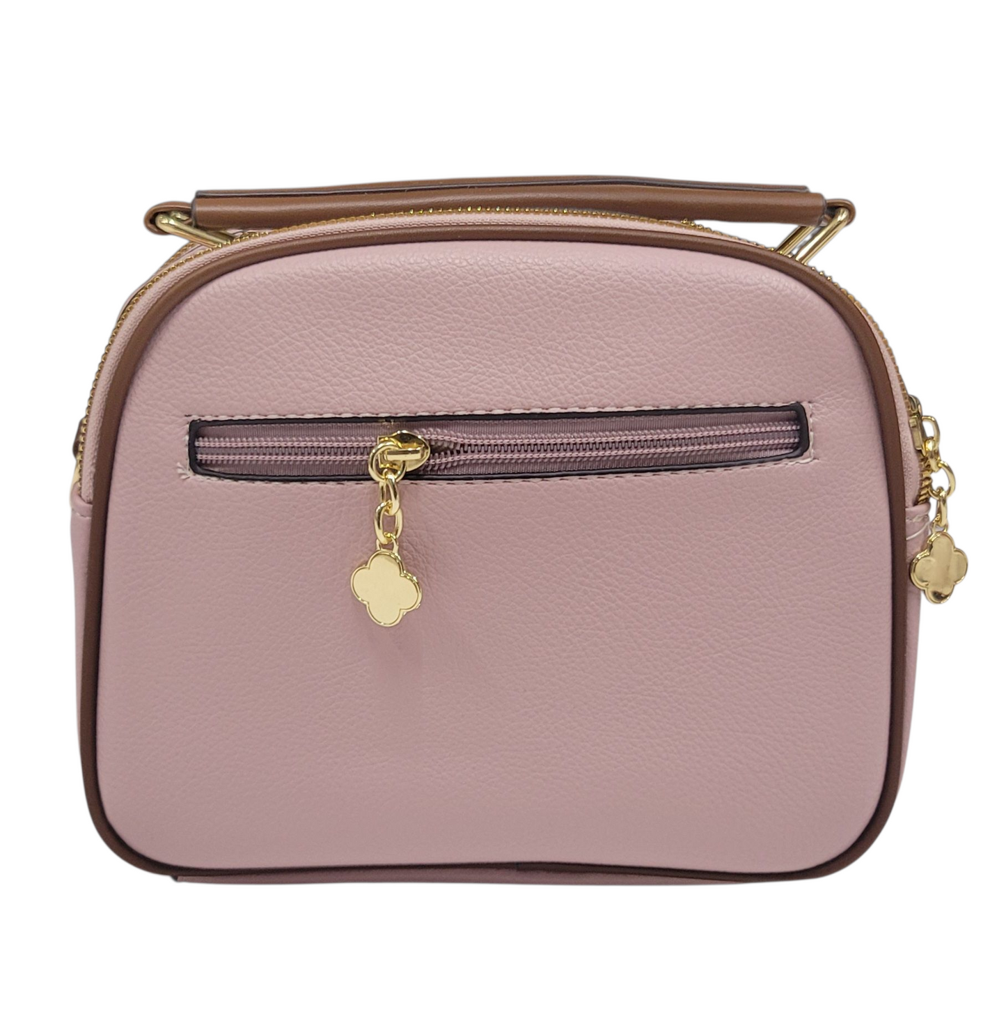 Cross Body Bag Pink 3 Zipper