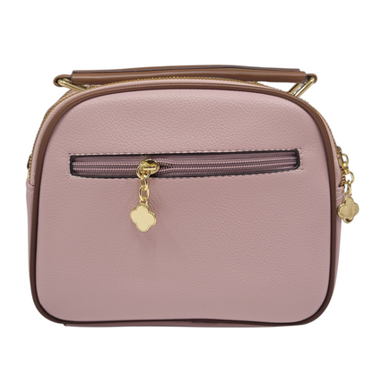 Cross Body Bag Pink 3 Zipper
