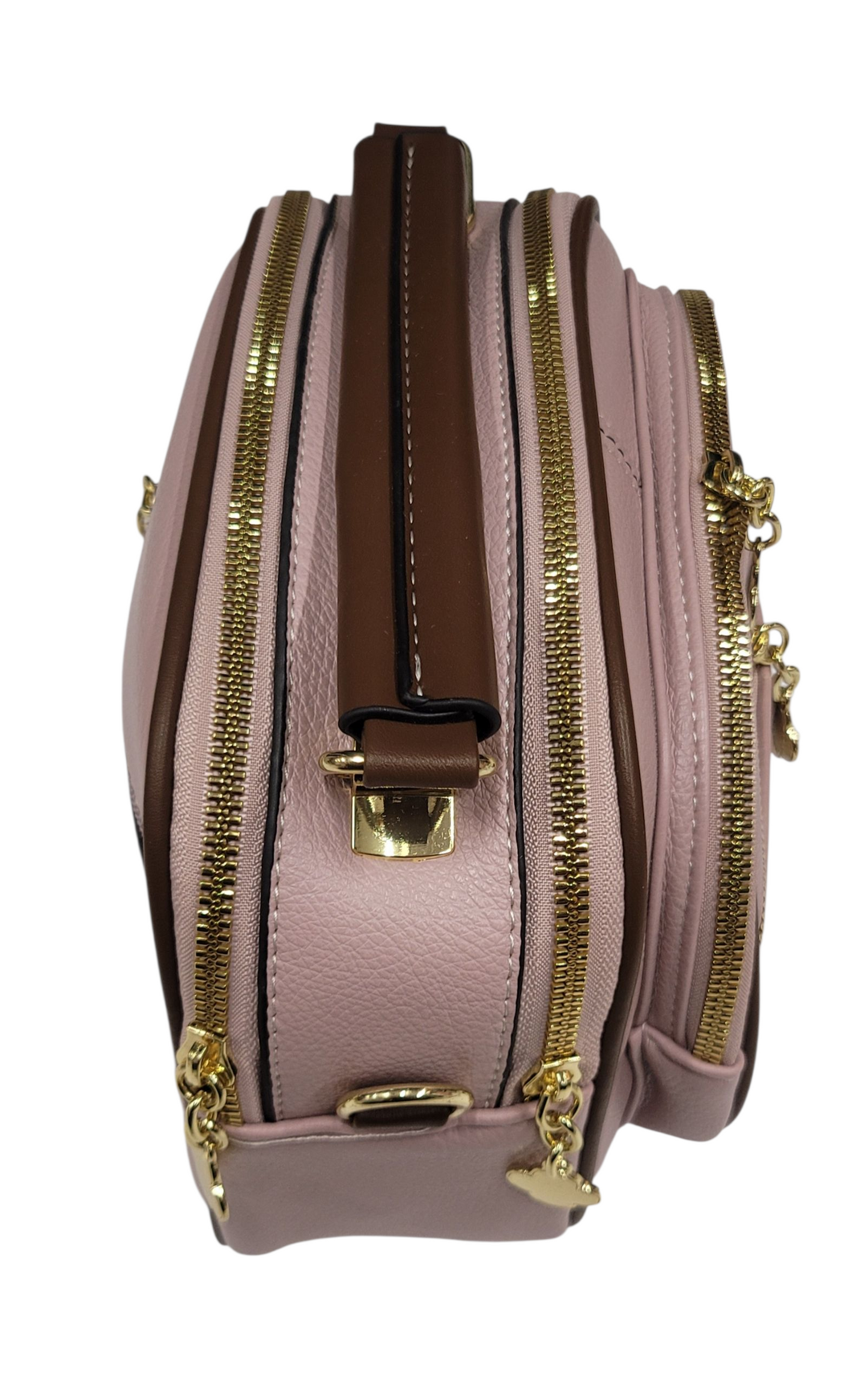 Cross Body Bag Pink 3 Zipper