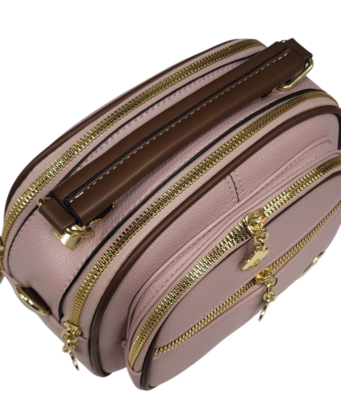 Cross Body Bag Pink 3 Zipper