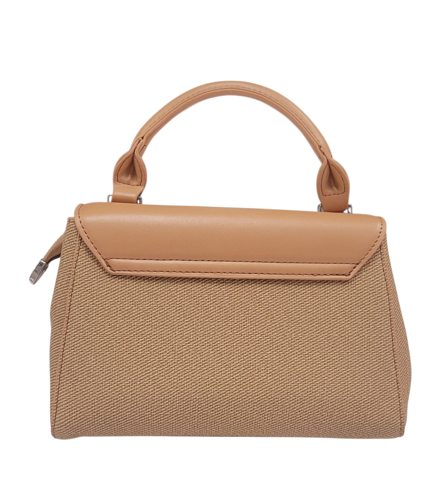Cross Body Bag Brown Color Jute+Leather