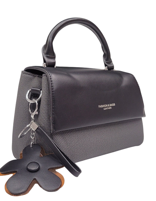 Cross Body Bag Black Color Jute+Leather