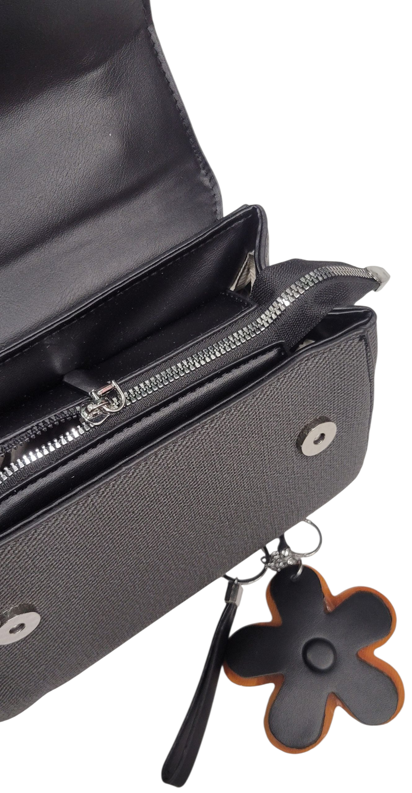 Cross Body Bag Black Color Jute+Leather