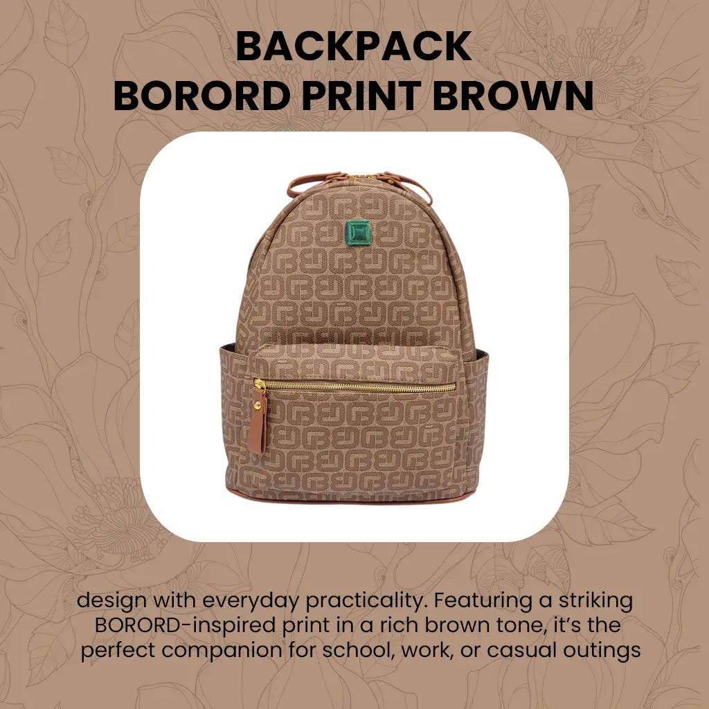 Backpack Borord Print Brown