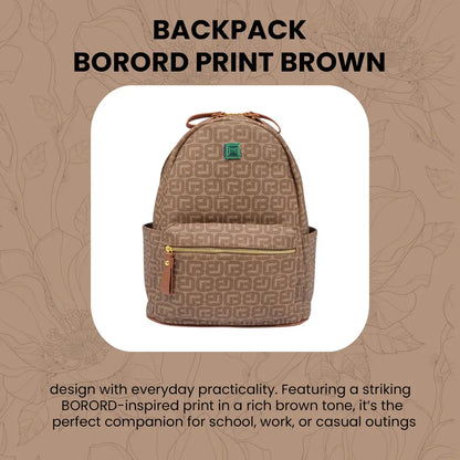 Backpack Borord Print Brown