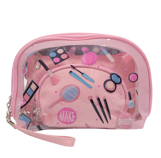 Make Up Pouch Baby Pink Printed