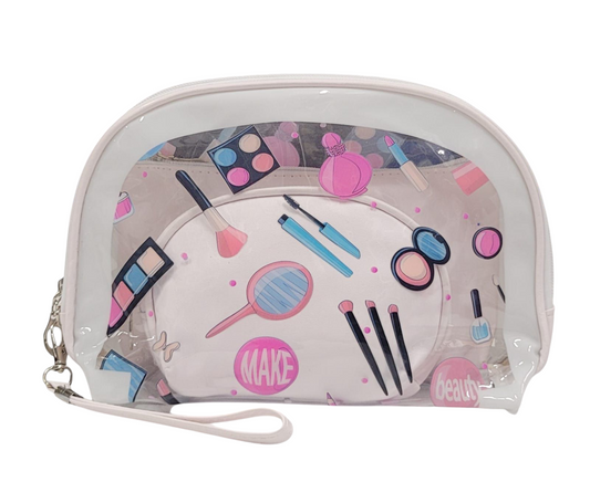 Make Up Pouch White Printed