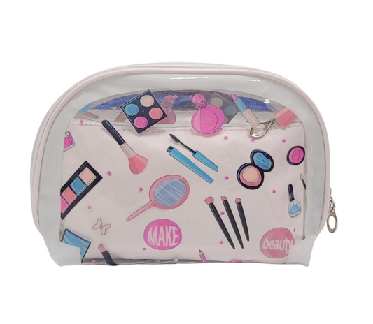 Make Up Pouch White Printed