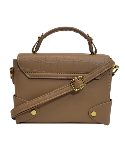 Cross Body Bag Light Brown Self Embosed