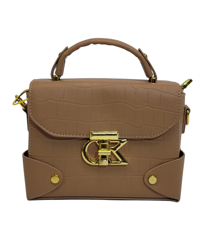 Cross Body Bag Light Brown Self Embosed
